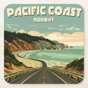 Pacific Coast Highway Vista Vierkante Kartonnen Onderzetter