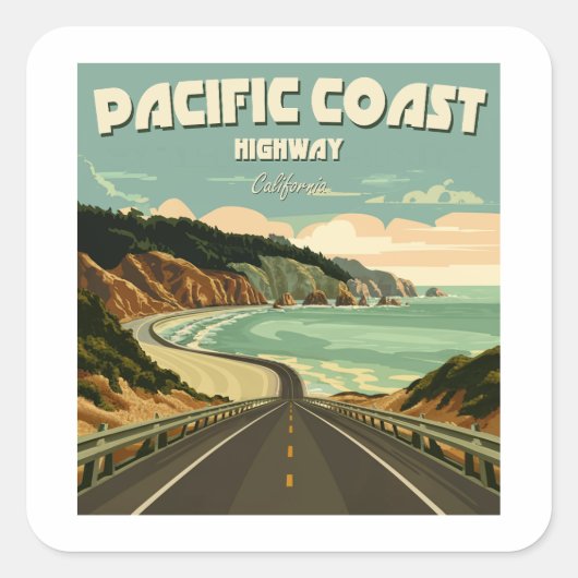 Pacific Coast Highway Vista Vierkante Sticker (Voorkant)