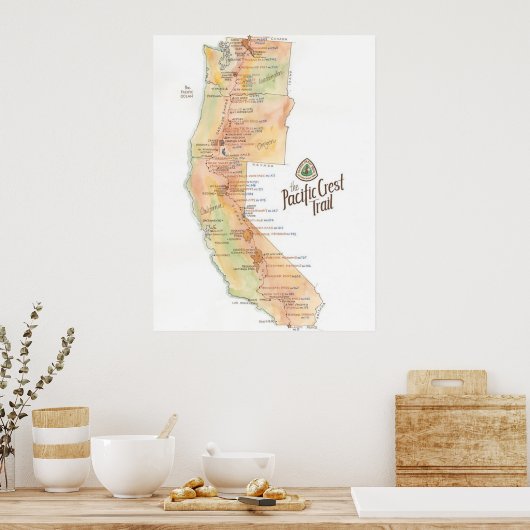 Pacific Crest Trail Map Poster (Keuken)