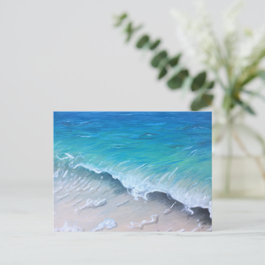 Pacific Grove Blauwgroen Wave Schilderij Print Briefkaart (Staand voorkant)