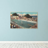 Pacific Grove, CA - Municipal Swimming Pool Uitzic Canvas Afdruk (Insitu (Houten vloer))
