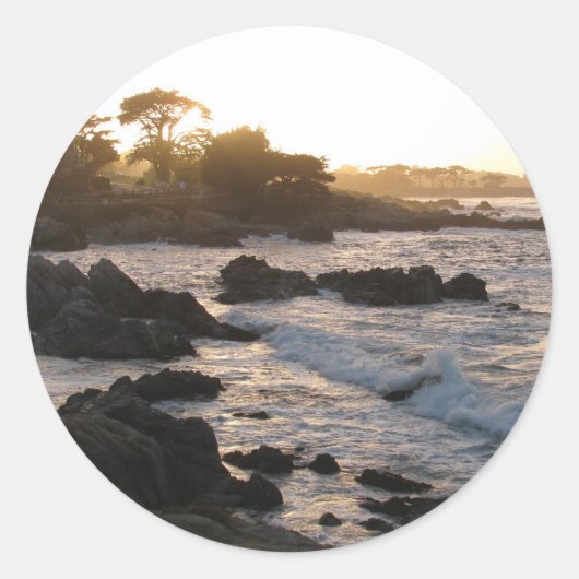 Pacific Grove Sunset Ronde Sticker (Voorkant)