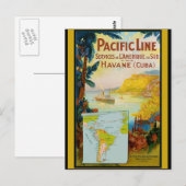 Pacific Line Vintage Travel Briefkaart (Voorkant / Achterkant)