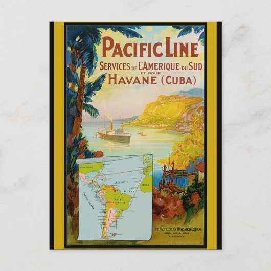 Pacific Line Vintage Travel Briefkaart (Voorkant)