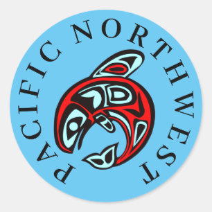 Pacific Northwest Native Orca Art Killer Whale Ronde Sticker