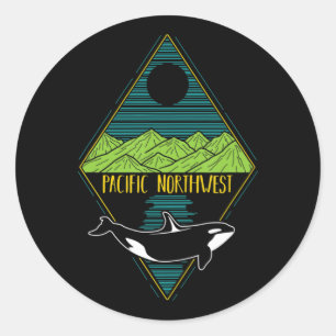 Pacific Northwest Orca — walvisboom — Ocean P Ronde Sticker