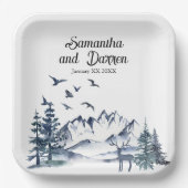 Pacific Northwest Rocky Mountains Bruiloft Papieren Bordje (Voorkant)