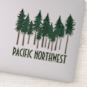 PACIFIC NORTHWEST Tall Pine Trees Forest Sticker