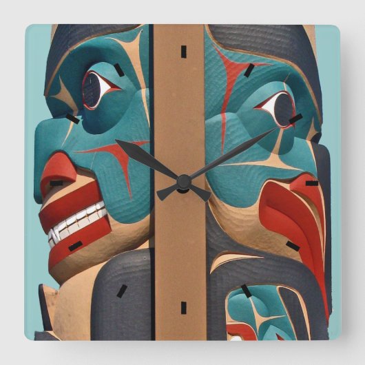 Pacific Northwest Totem Design Wall klok (Voorkant)