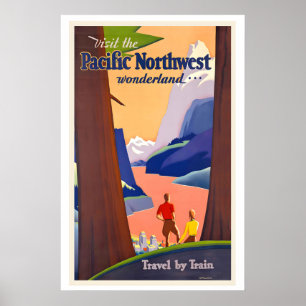 Pacific Northwest Wonderland Noord-Amerika Antiek Poster