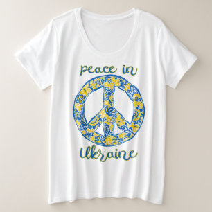 Pacific peace sign quote onder Oekraïense vlag Grote Maat T-shirt