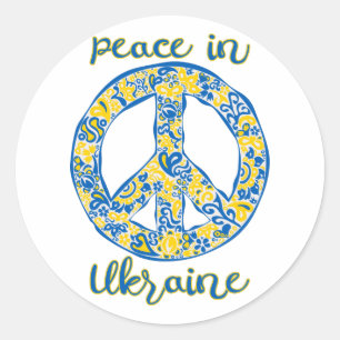 Pacific peace sign quote onder Oekraïense vlag Ronde Sticker