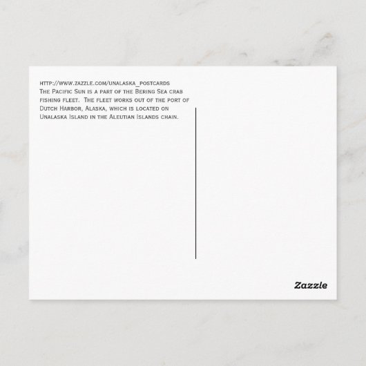 Pacific Sun Bering Zee Crab Vist Briefkaart (Achterkant)
