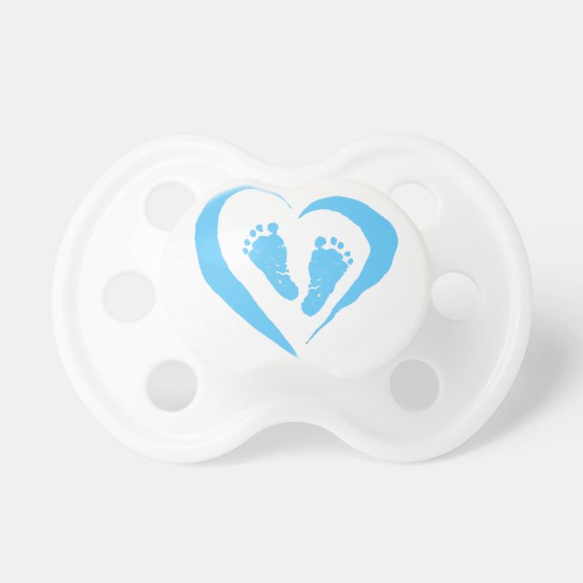 Pacifier ~ Boy Baby Feet in Blue Heart Speen (Voorkant)