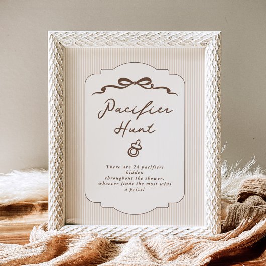 Pacifier Hunt Bebe Cafe Hand drawn Gender neutral Poster