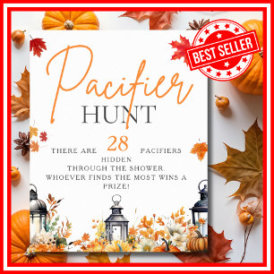 PACIFIER HUNT een beetje pompoen Baby shower spel Poster
