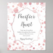 "Pacifier Hunt" Sign, Polka Dots Baby shower Poster (Voorkant)