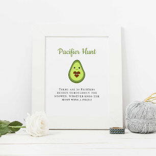 Pacifier Jacht Kawaii Avocado Baby Shower Poster