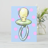 Pacifier op polka stipachtergronduitnodiging kaart (Staand voorkant)