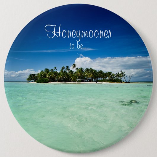 Pacifisch eiland met palmbomen honingmaknop ronde button 6,0 cm (Voorkant)