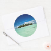 Pacifisch eiland met palmbomen rond de sticker (Envelop)