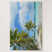 Pacifisch tropisch strand met palmboom legpuzzel (Verticaal)