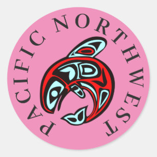 Pacifische Noordwestelijke Inheemse Orka Moordwalv Ronde Sticker