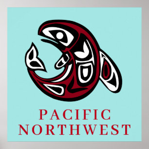 Pacifische Noordwestelijke Native Amerikaanse Orka Poster