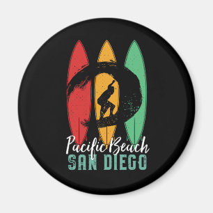 Pacifische strand San Diego Retro Surfing Magneet