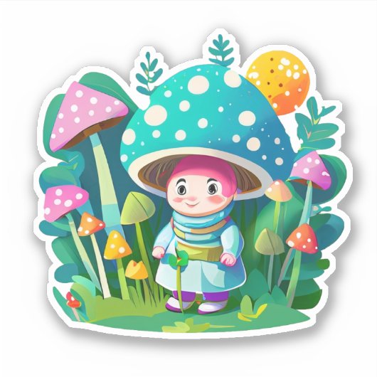 Pack autocollant de champignons mignons (Devant)