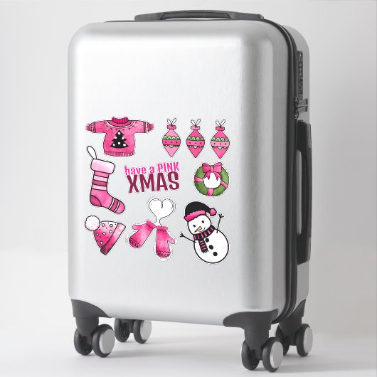 Pack autocollant de Noël rose (Sur valise)