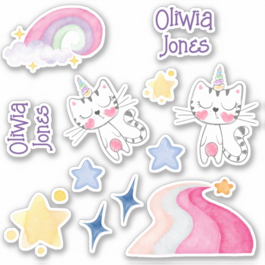Pack autocollant pastel pastel caticorn Meow-gical (Devant)