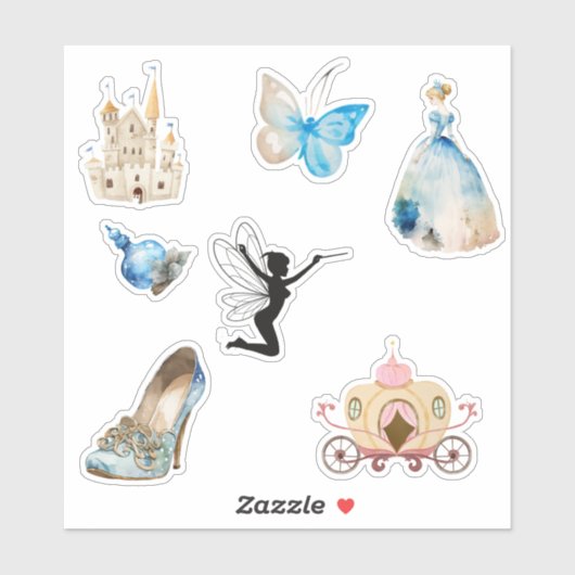Pack autocollant princesse bleu (Feuille)