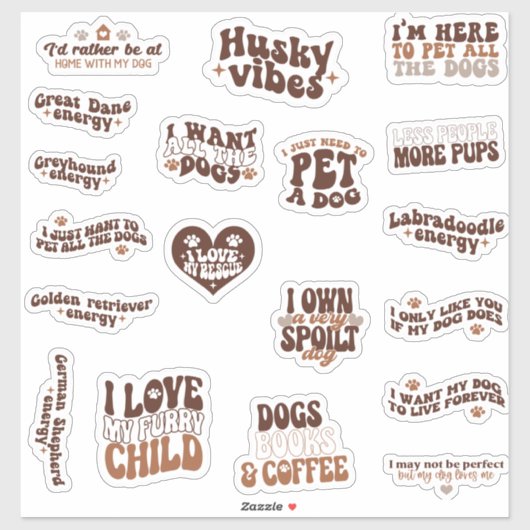 Pack bundel set van Schattigee quotes voor honden Sticker (Vel)
