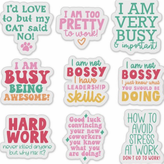 Pack Bundle Funny Office Sticker motivation (Devant)