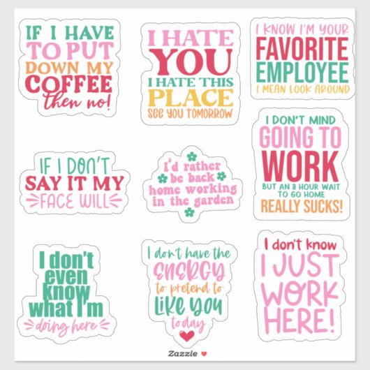 Pack Bundle Funny Office Sticker motivation (Feuille)