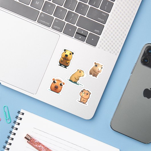 Pack Capybara Super Sticker (Ordinateur portable avec iPhone)