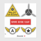 Pack d'aviation avec 5 autocollants pour pilotes (Feuille)