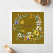 Pack de cartes de notes à couronne florale élégant (Devant/Arrière en situation)