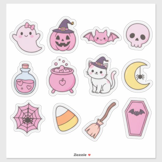 Pack de stickers magiques Kawaii Pastel Halloween (Feuille)