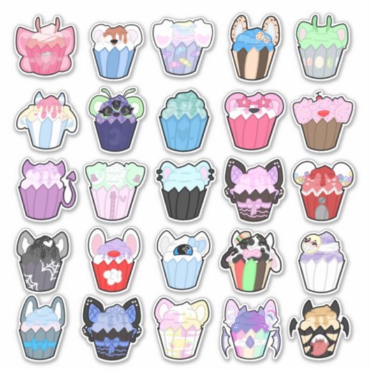 Pack de variété adorable Stickers Cupcake (Devant)
