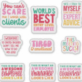Pack Funny Office travail Sticker cadeaux collègue (Devant)