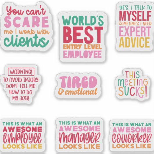 Pack Funny Office travail Sticker cadeaux collègue (Devant)