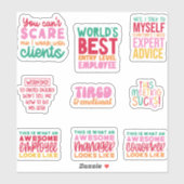Pack Funny Office travail Sticker cadeaux collègue (Feuille)