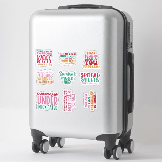 Pack Funny Office travail Sticker inspiré (Sur valise)