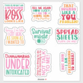 Pack Funny Office travail Sticker inspiré (Feuille)