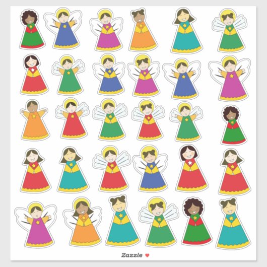 Pack of 30 angels and singing children stickers (Feuille)