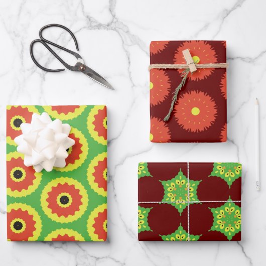 Pack papier 177 Décoratif Rouge Jaune Vert (Recto)