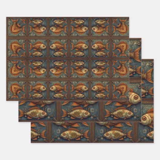 Pack papier 572 Poissons Steampunk (Lot)