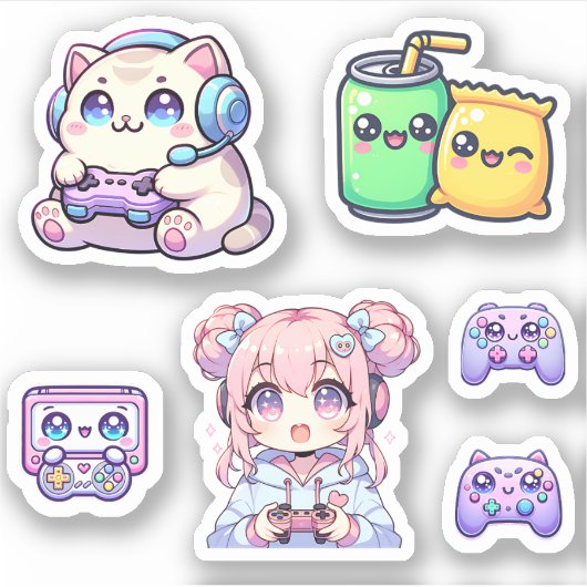 Pack Sticker Kawaii Gaming (Devant)